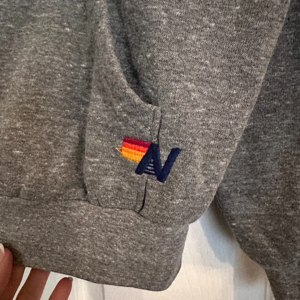 Aviator Nation Gray Pullover Relaxed Hoodie with Logo XSmall - Picture 5 of 6